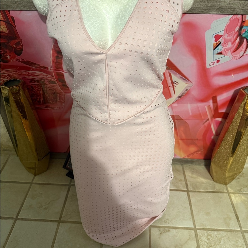 Guess Pink V-Neck Sheath Mini Dress for Night Out